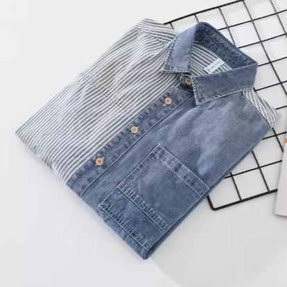 Importé - Chemise Homme Coton Jean Denim Manche Longue