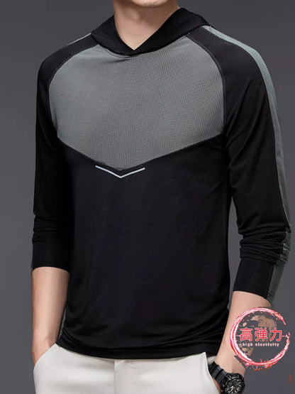 Importé - T-Shirt A Capuche Homme Sport Décontracté ManchesLongues En Soie
