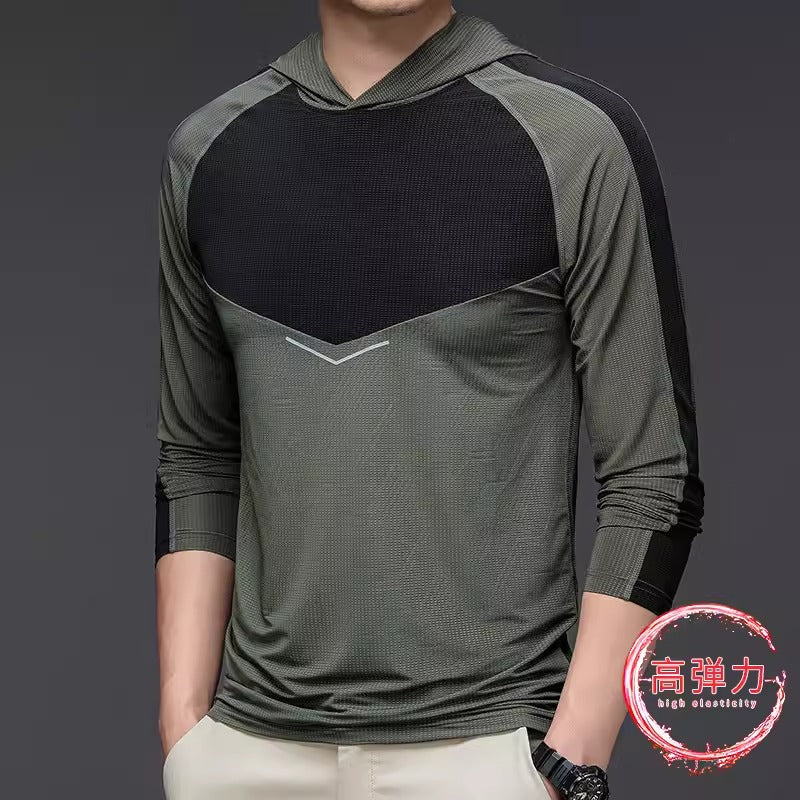 Importé - T-Shirt A Capuche Homme Sport Décontracté ManchesLongues En Soie