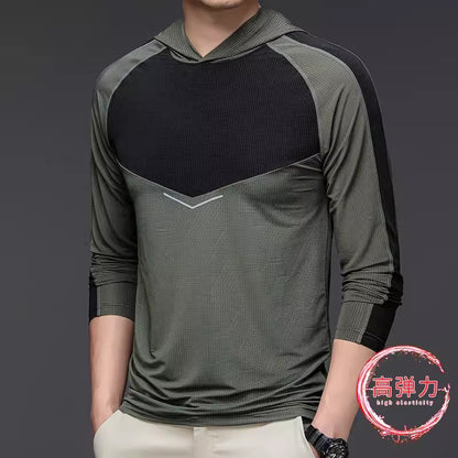 Importé - T-Shirt A Capuche Homme Sport Décontracté ManchesLongues En Soie