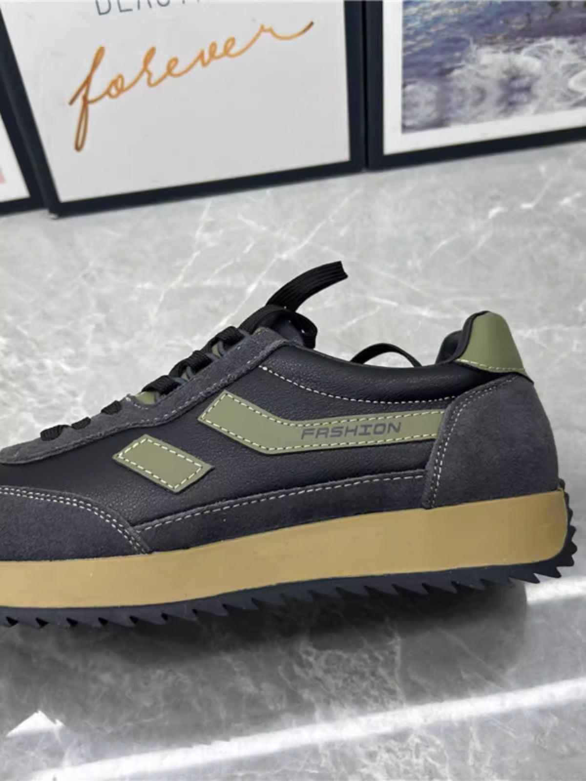 Importé - Chaussure Homme Sport Basket Cuir Tissu