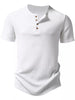 Importé - T-Shirt Homme A col Henry Manches Courtes 4 Boutons 100% Coton