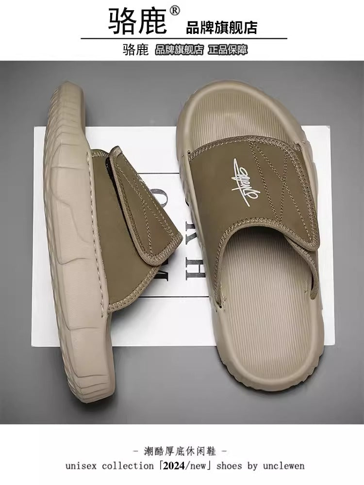 Importé - Sandale Velcro Homme Tendance Antidérapante En Cuir PU