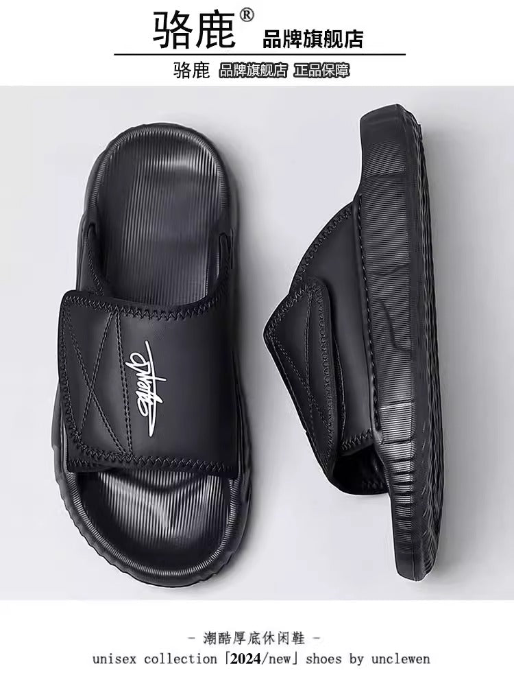Importé - Sandale Velcro Homme Tendance Antidérapante En Cuir PU