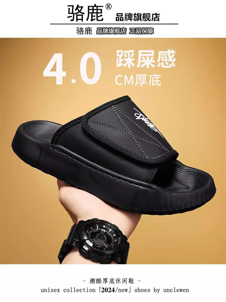Importé - Sandale Velcro Homme Tendance Antidérapante En Cuir PU