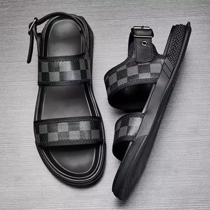 Importé - Sandale Homme A Lanières Tendance Antidérapante En Cuir Véritable