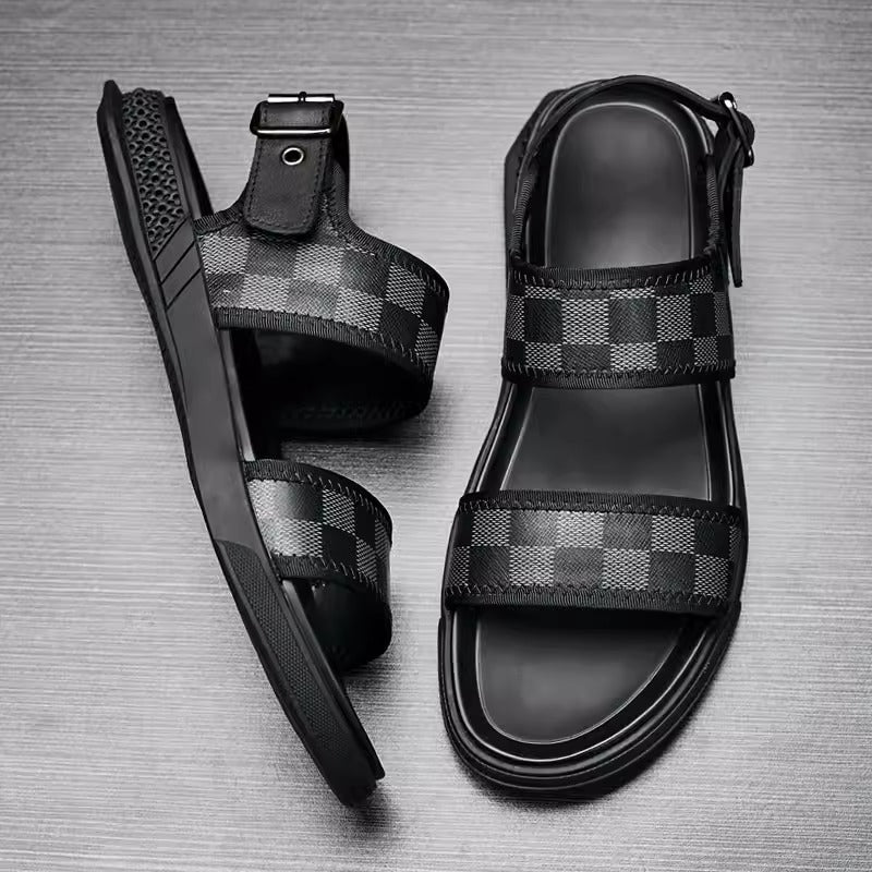 Importé - Sandale Homme A Lanières Tendance Antidérapante En Cuir Véritable