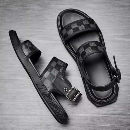 Importé - Sandale Homme A Lanières Tendance Antidérapante En Cuir Véritable
