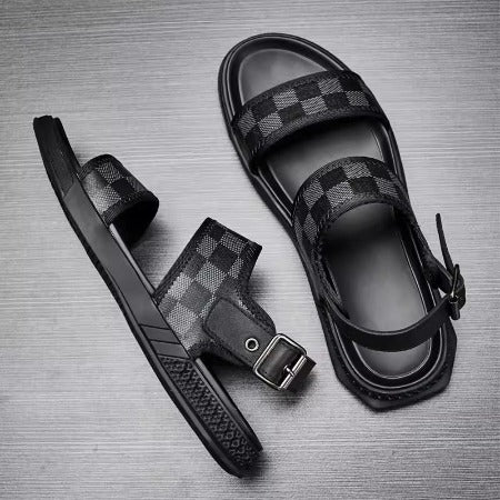 Importé - Sandale Homme A Lanières Tendance Antidérapante En Cuir Véritable