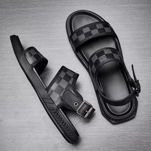 Importé - Sandale Homme A Lanières Tendance Antidérapante En Cuir Véritable