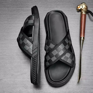 Importé - Sandale Homme croisé Décontractées Antidérapante En Cuir