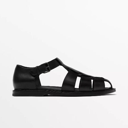 Importé - Sandale Homme A Lanières Décontractées 100% Cuir