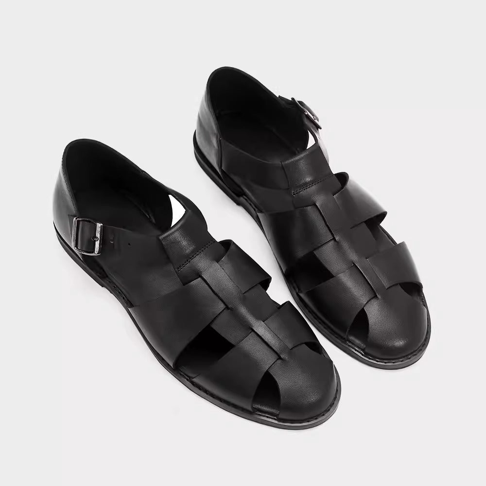 Importé - Sandale En Cuir Véritable Homme A Lanières Tendance