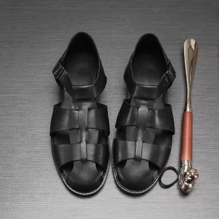 Importé - Sandale En Cuir Véritable Homme A Lanières Tendance