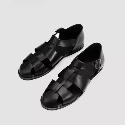 Importé - Sandale En Cuir Véritable Homme A Lanières Tendance