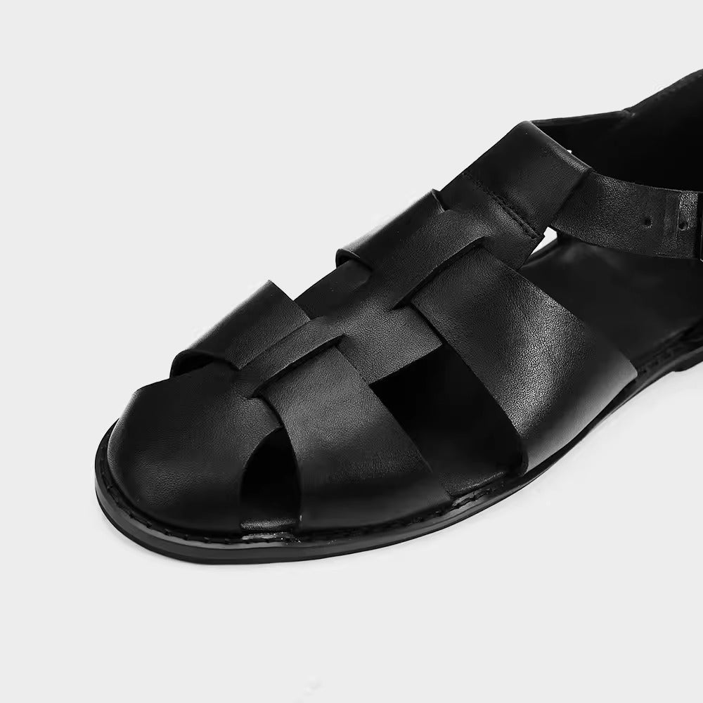 Importé - Sandale En Cuir Véritable Homme A Lanières Tendance