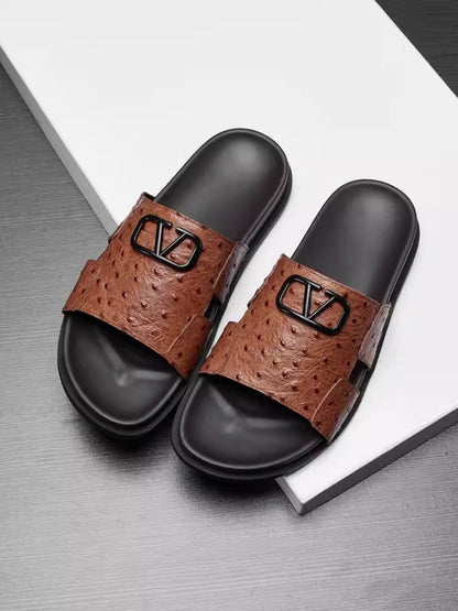 Importé - Sandale Tongs Homme Décontractées Tendance En Cuir Croco