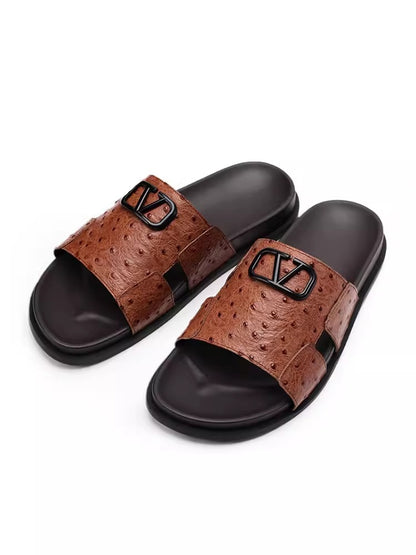 Importé - Sandale Tongs Homme Décontractées Tendance En Cuir Croco