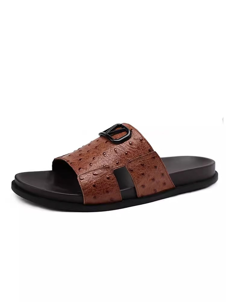 Importé - Sandale Tongs Homme Décontractées Tendance En Cuir Croco