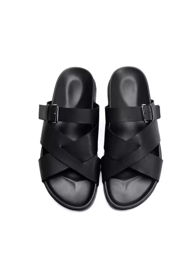 Importé - Sandale En Cuir Croisés Homme Tendance Et Confortable