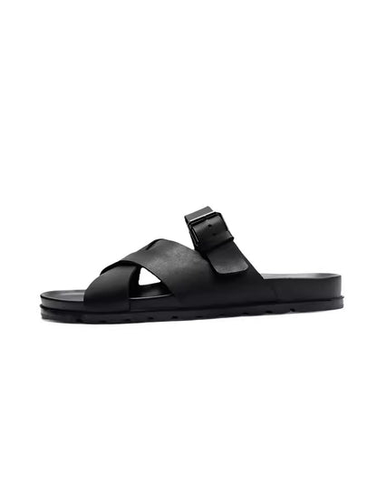 Importé - Sandale En Cuir Croisés Homme Tendance Et Confortable