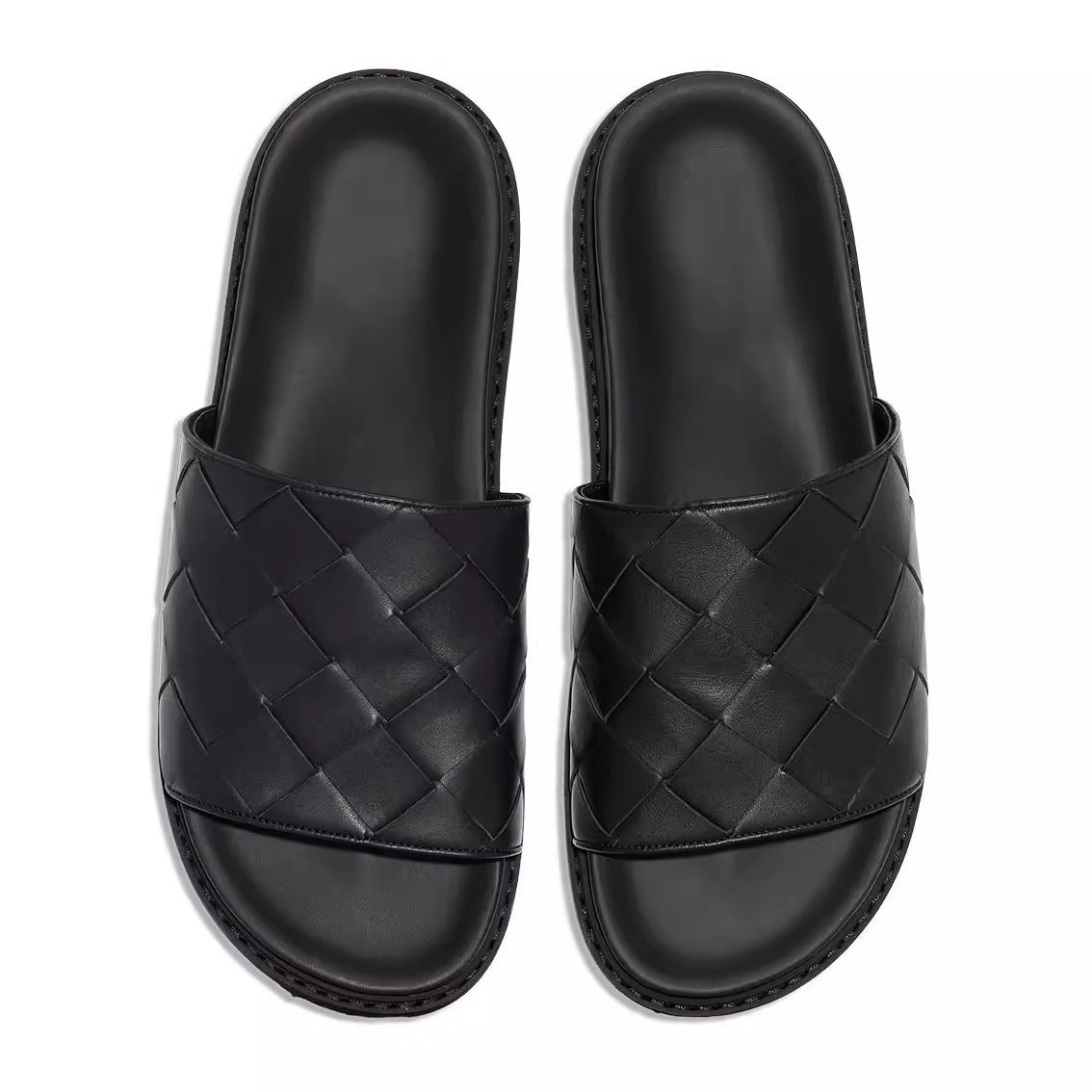 Importé - Sandale En Cuir Tissé Homme Décontractés Et Confortable