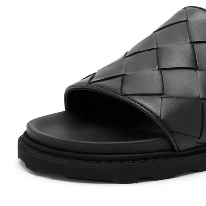 Importé - Sandale En Cuir Tissé Homme Décontractés Et Confortable