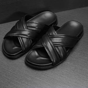 Importé - Sandale  100% Cuir Homme Antidérapantes Et Confortable