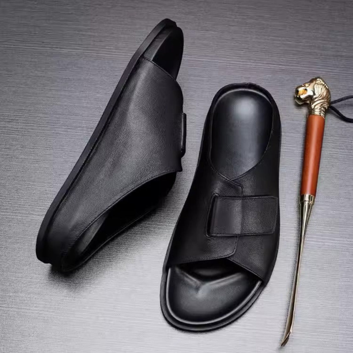 Importé - Sandale En Cuir Homme Décontractés Style Pantoufles
