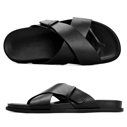 Importé - Sandale Cuir Homme Croisés Décontractés Tendance
