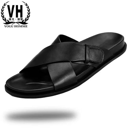 Importé - Sandale Cuir Homme Croisés Décontractés Tendance