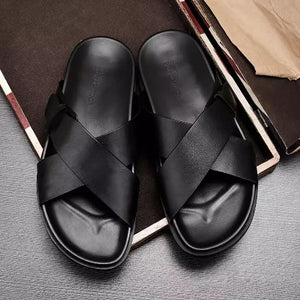 Importé - Sandale Cuir Homme Croisés Décontractés Tendance