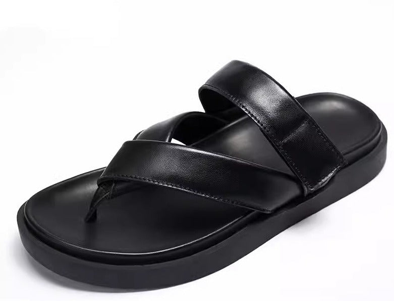 Importé - Sandale Homme Tendace Et Confortable En Cuir Véritable