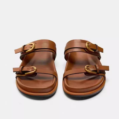 Importé - Sandale En Cuir Homme A Lanières Confortable