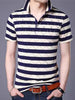 Importé - Polo T-Shirt Rayé Homme décontracté Manches Courtes En Pur Coton