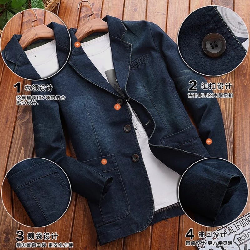 Importé - Veste Blazer Jean Homme Décontracté Tendance