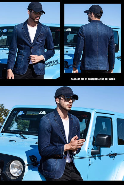 Importé - Veste Blazer Jean Homme Décontracté Tendance