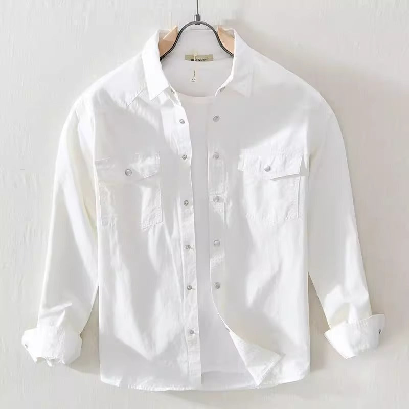 Importé - Chemise Homme Pur Coton Manche Longue Retro