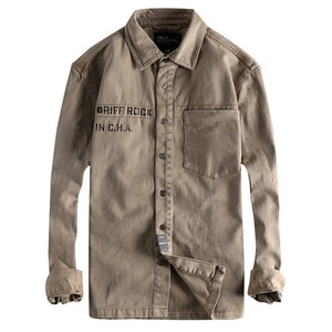 Importé - Chemise Rétro Homme Coton Lourd Manches Longues