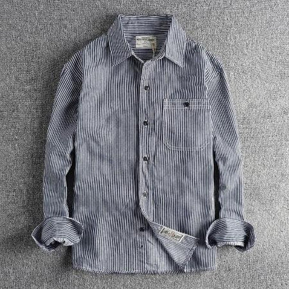 Importé - Chemise Pur Coton Rayée Homme Manches Longues