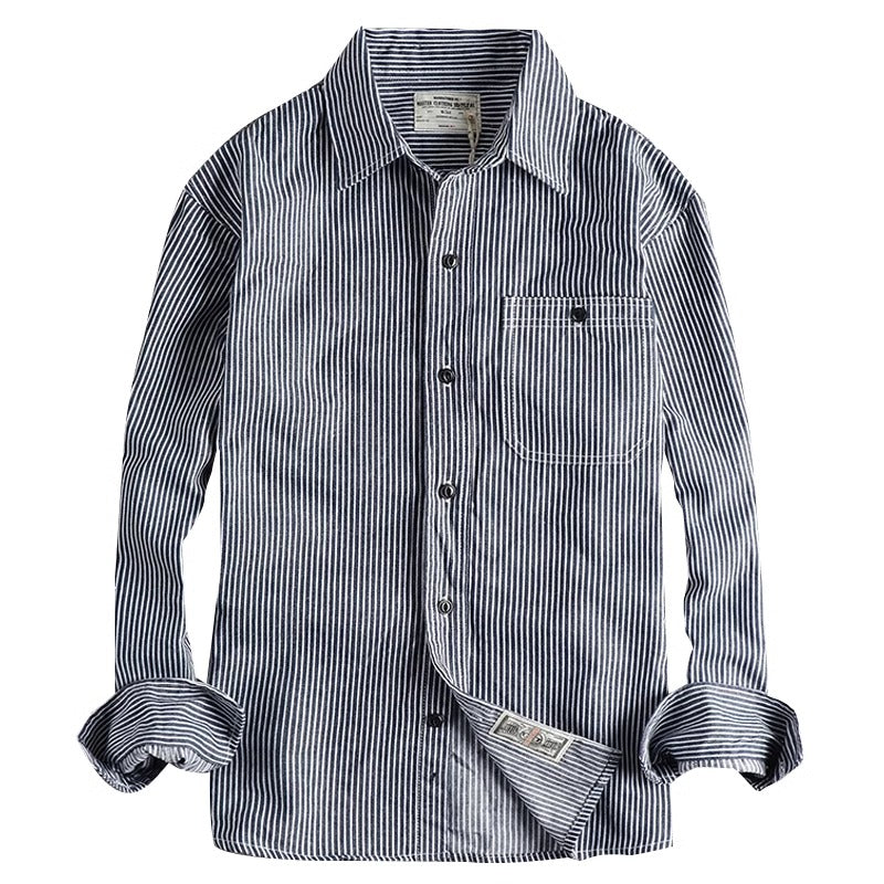 Importé - Chemise Rayée Homme Manches Longues Style 100% Coton