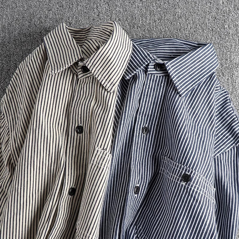Importé - Chemise Pur Coton Rayée Homme Manches Longues