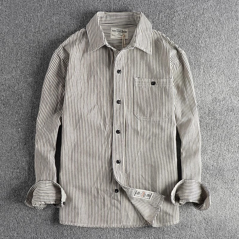 Importé - Chemise Pur Coton Rayée Homme Manches Longues