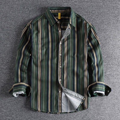 Importé - Chemise Coton Rayures Homme Manches Longues