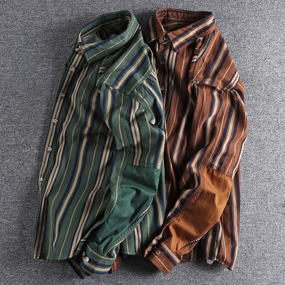 Importé - Chemise Coton Rayures Homme Manches Longues