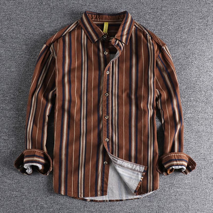 Importé - Chemise Coton Rayures Homme Manches Longues