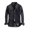 Importé - Chemise Jean Coton Homme Rayures Manches Longues