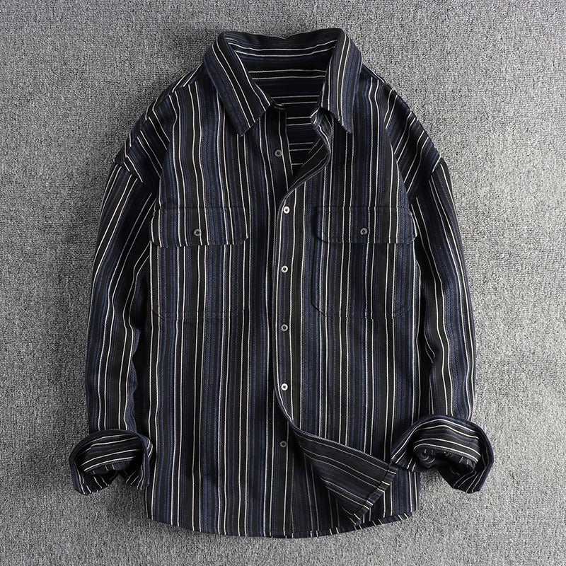 Importé - Chemise Coton Homme À Rayures Manches Longues