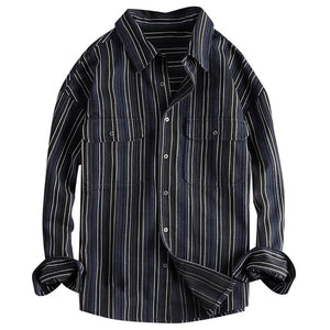 Importé - Chemise Coton Homme À Rayures Manches Longues