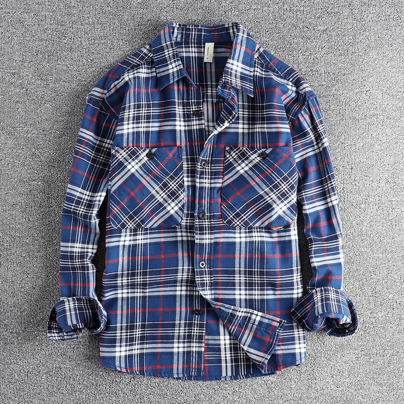 Importé - Chemise Coton Homme À Carreaux Manches Longues